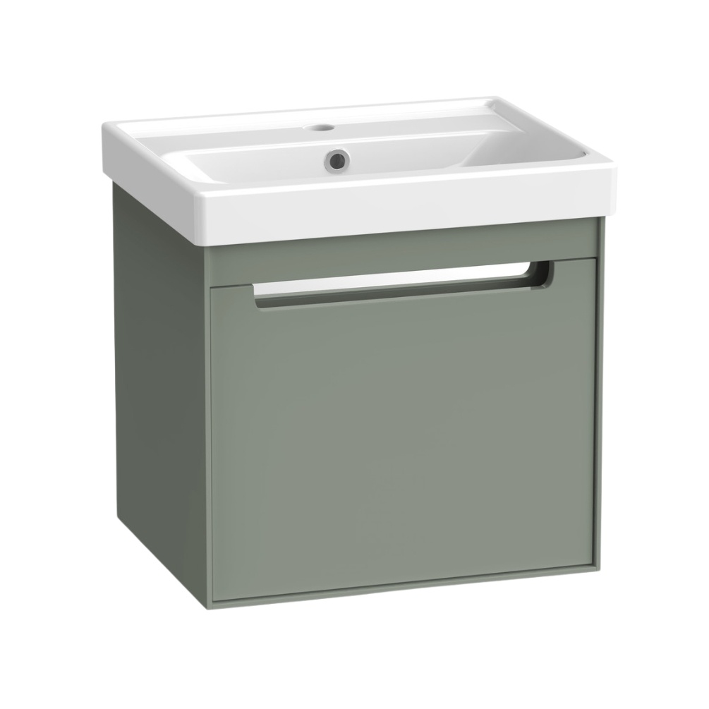Cut out image of the Tavistock Acumen 500mm Laurel Green Wall-Hung Vanity Unit & Basin